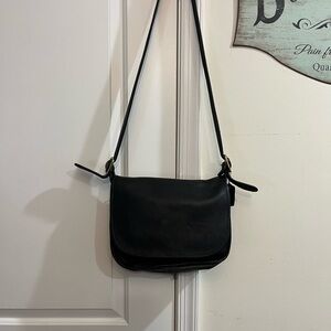 Vintage Coach Black Leather Crossbody Bag